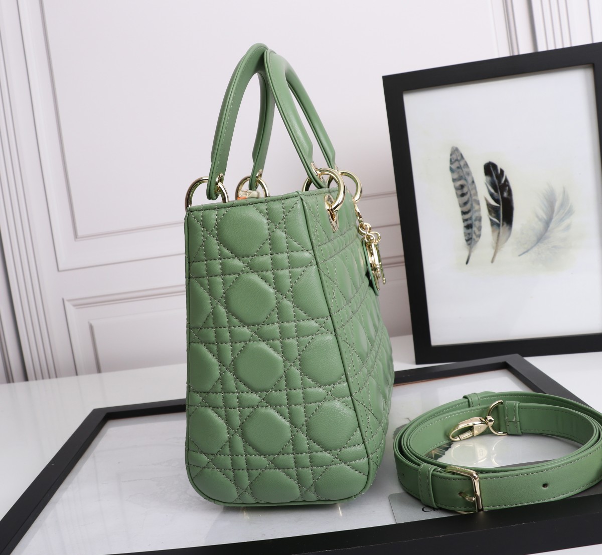 Medium Lady Dior Bag Green Cannage Lambskin